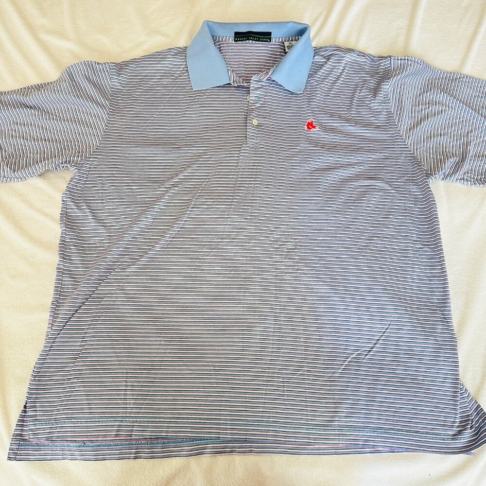 Robert Trent Jones Shirt Mens XL Polo Striped Red Sox Logo Cotton Blend